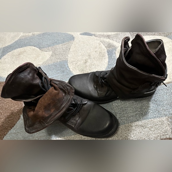 AS98 (Air Step) Simon Boho Biker Boots Where Art Meets Edgy Black w Burgundy - Picture 8 of 8